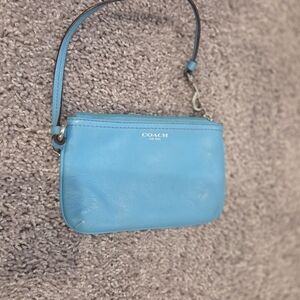 Coach Sky Blue Leather Wristlet